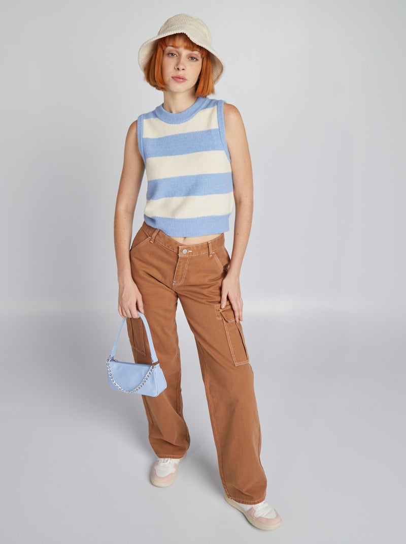 Pantalon avec poches à rabats Beige - Kiabi