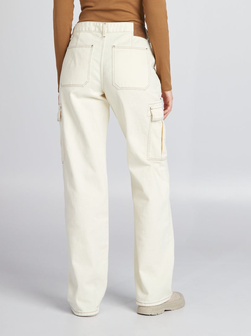 Pantalon avec poches à rabats BLANC - Kiabi