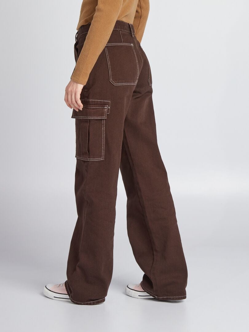 Pantalon avec poches à rabats Marron - Kiabi