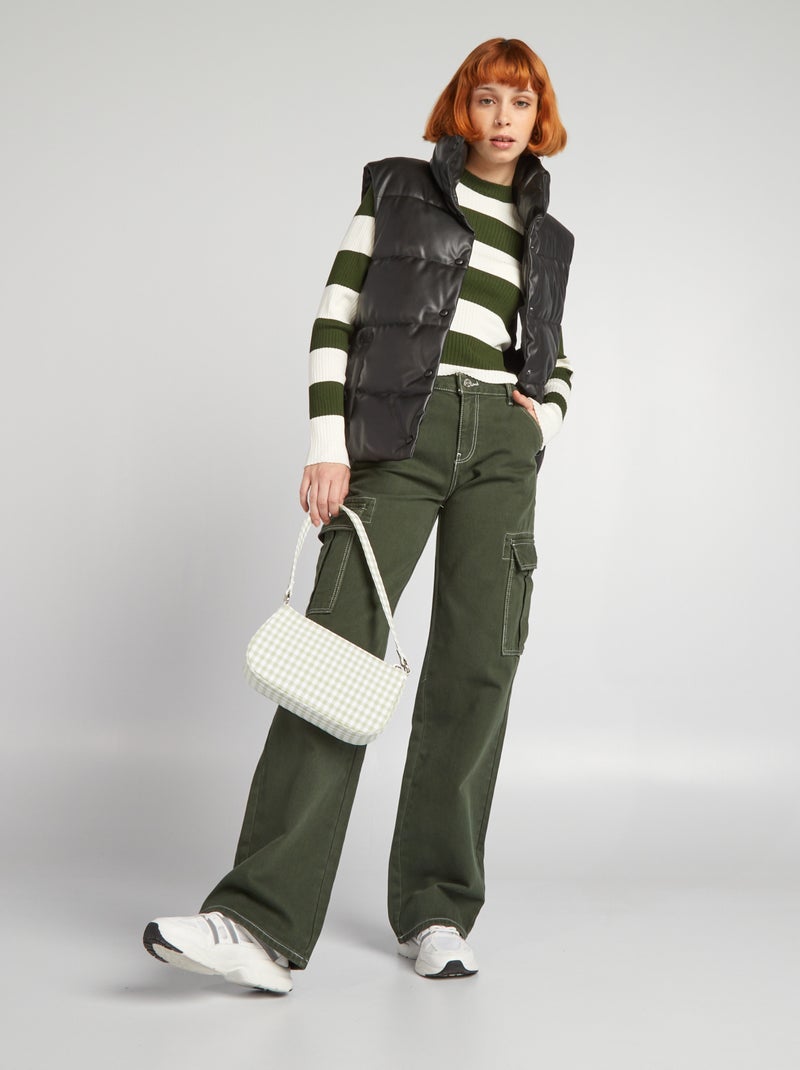 Pantalon avec poches à rabats Vert - Kiabi