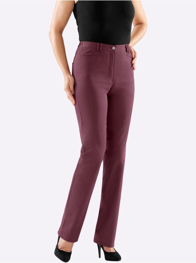 Pantalon avec poches et ceinture élastique latérale - Taille longue - Witt Bordeaux - Kiabi
