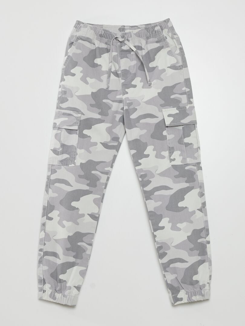 Pantalon avec poches et motif camouflage Gris - Kiabi