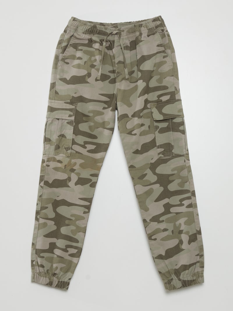 Pantalon avec poches et motif camouflage Kaki - Kiabi