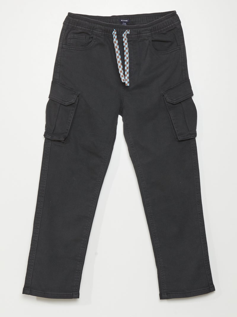 Pantalon avec poches sur les côtés noir - Kiabi