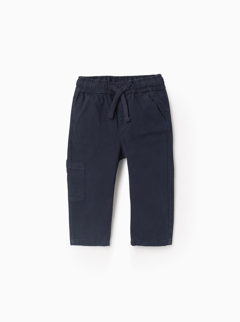 Pantalon avec Taille Élastiquée et Cordon de Serrage Bleu foncé - Kiabi