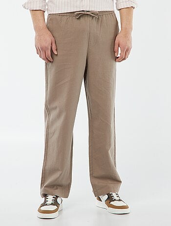 Pantalon avec taille élastiquée et liens à nouer