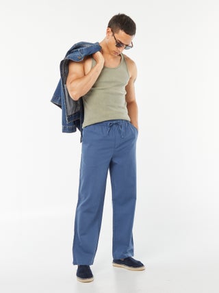 Pantalon avec taille élastiquée et liens à nouer