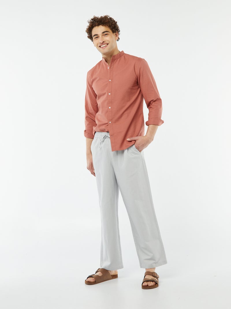 Pantalon avec taille élastiquée et liens à nouer Gris clair - Kiabi