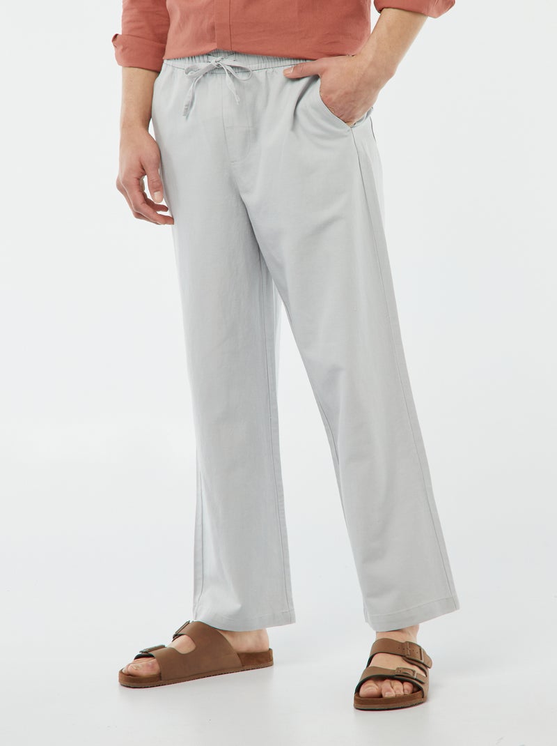 Pantalon avec taille élastiquée et liens à nouer Gris clair - Kiabi