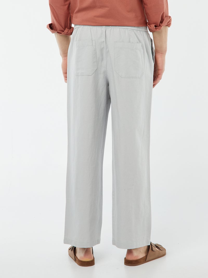 Pantalon avec taille élastiquée et liens à nouer Gris clair - Kiabi