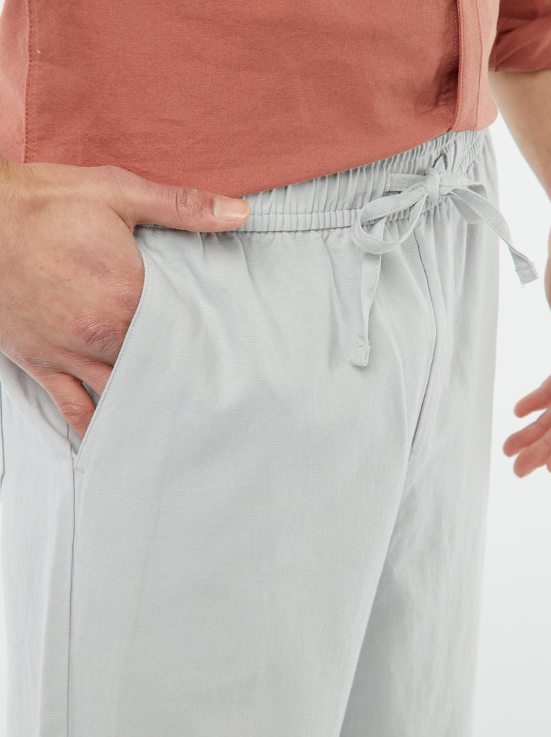 Pantalon avec taille élastiquée et liens à nouer Gris clair - Kiabi