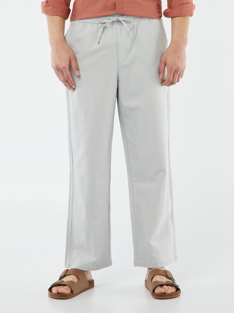 Pantalon avec taille élastiquée et liens à nouer Gris clair - Kiabi