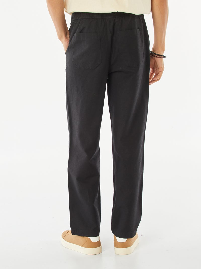 Pantalon avec taille élastiquée et liens à nouer Noir - Kiabi