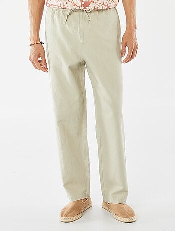 Pantalon avec taille élastiquée et liens à nouer
