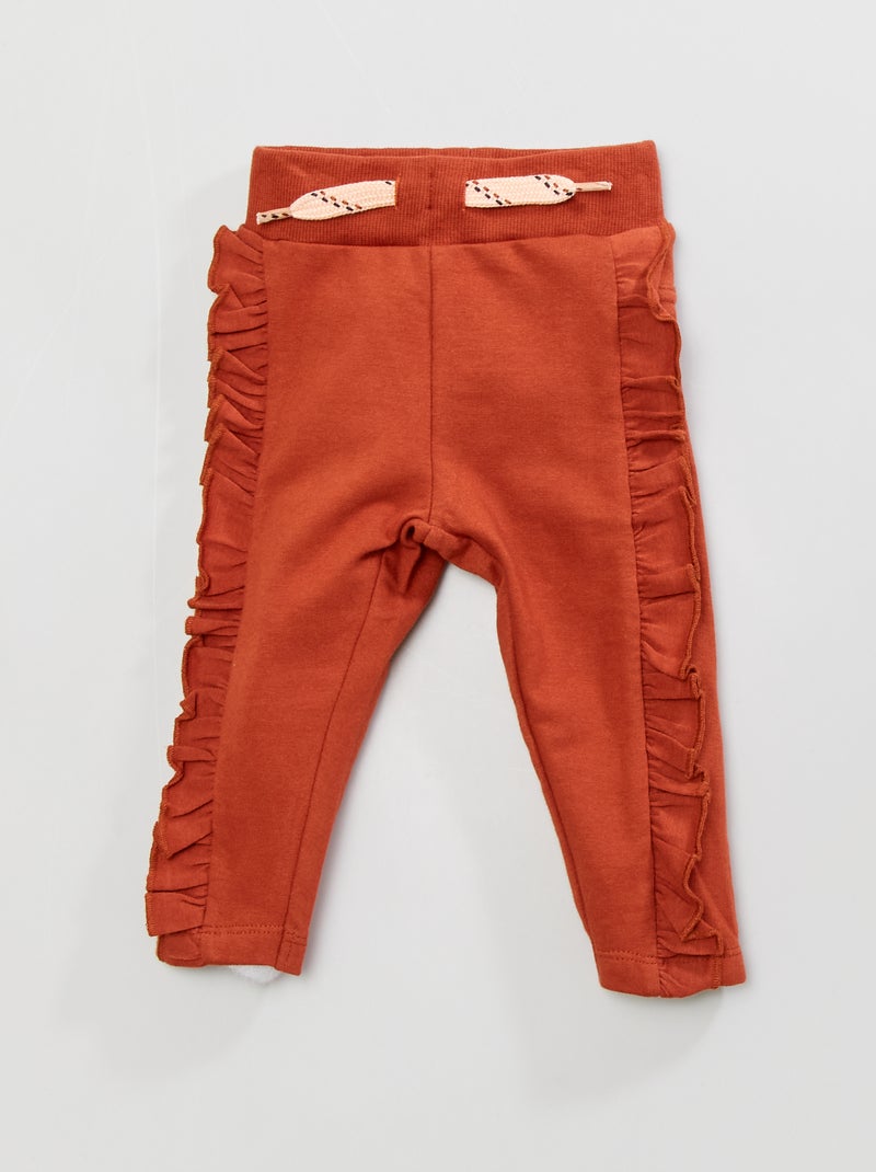 Pantalon avec volants en molleton Terracotta - Kiabi