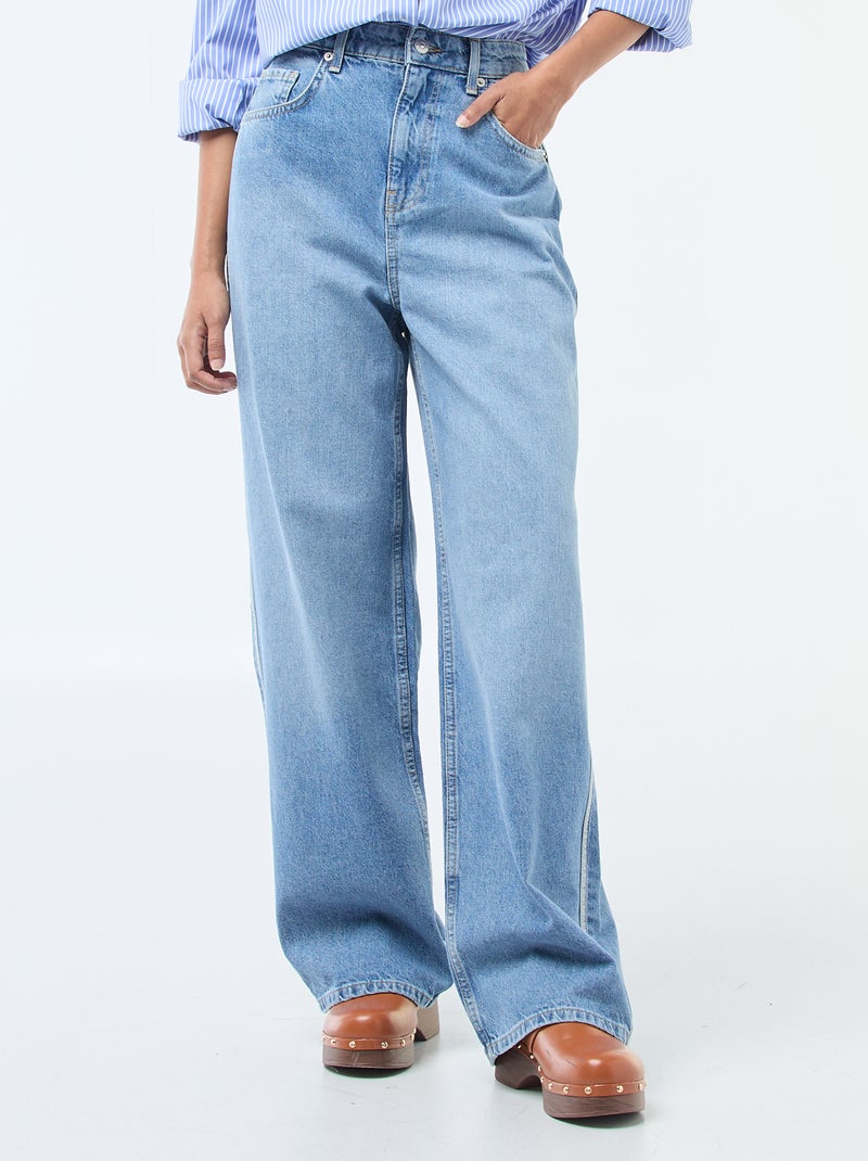 Pantalon baggy à taille basse Bleu - Kiabi