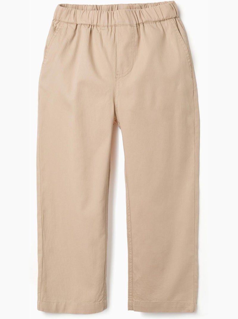 Pantalon baggy en coton facile à enfiler B&S Beige - Kiabi