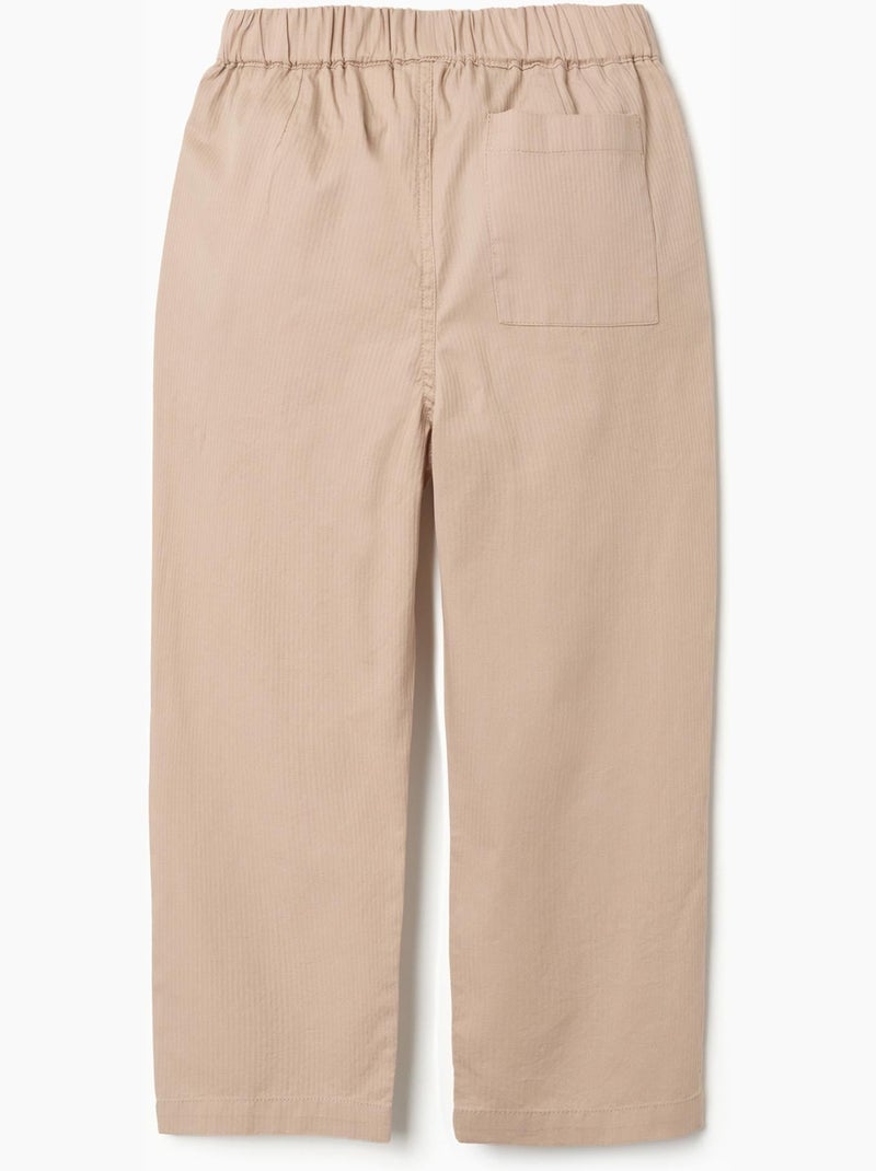 Pantalon baggy en coton facile à enfiler B&S Beige - Kiabi