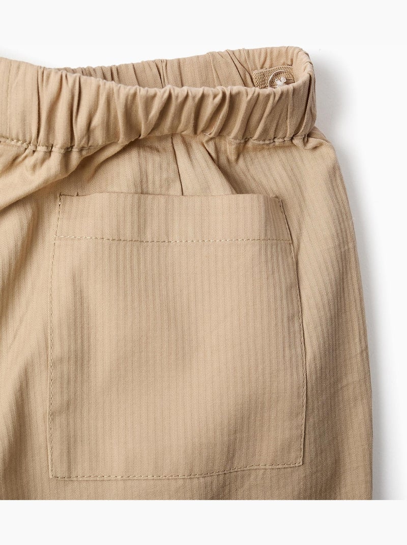 Pantalon baggy en coton facile à enfiler B&S Beige - Kiabi
