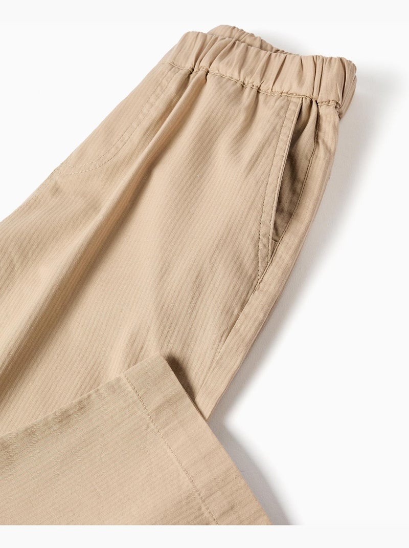 Pantalon baggy en coton facile à enfiler B&S Beige - Kiabi
