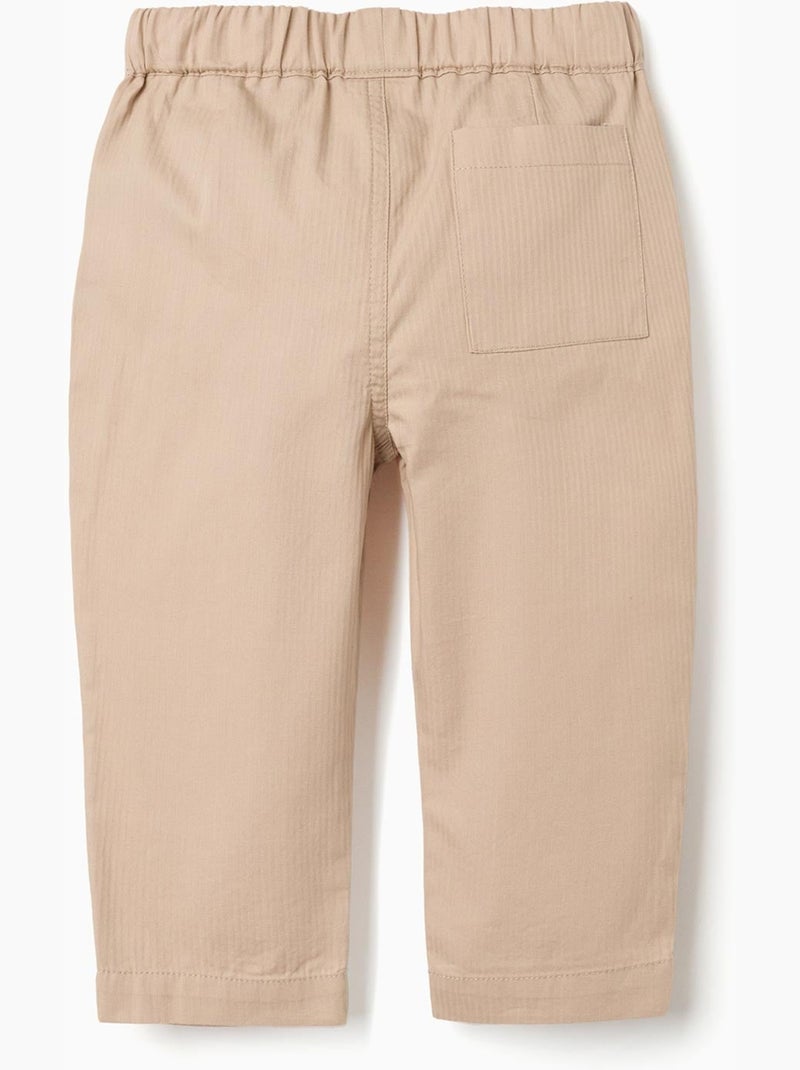 Pantalon baggy en coton facile à enfiler B&S Beige - Kiabi