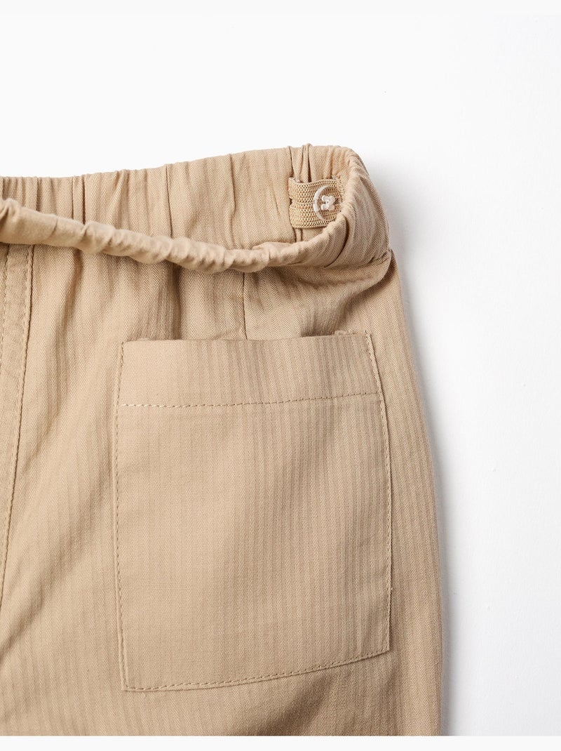 Pantalon baggy en coton facile à enfiler B&S Beige - Kiabi