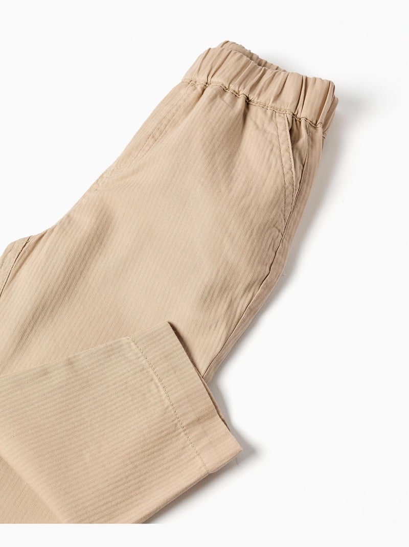 Pantalon baggy en coton facile à enfiler B&S Beige - Kiabi