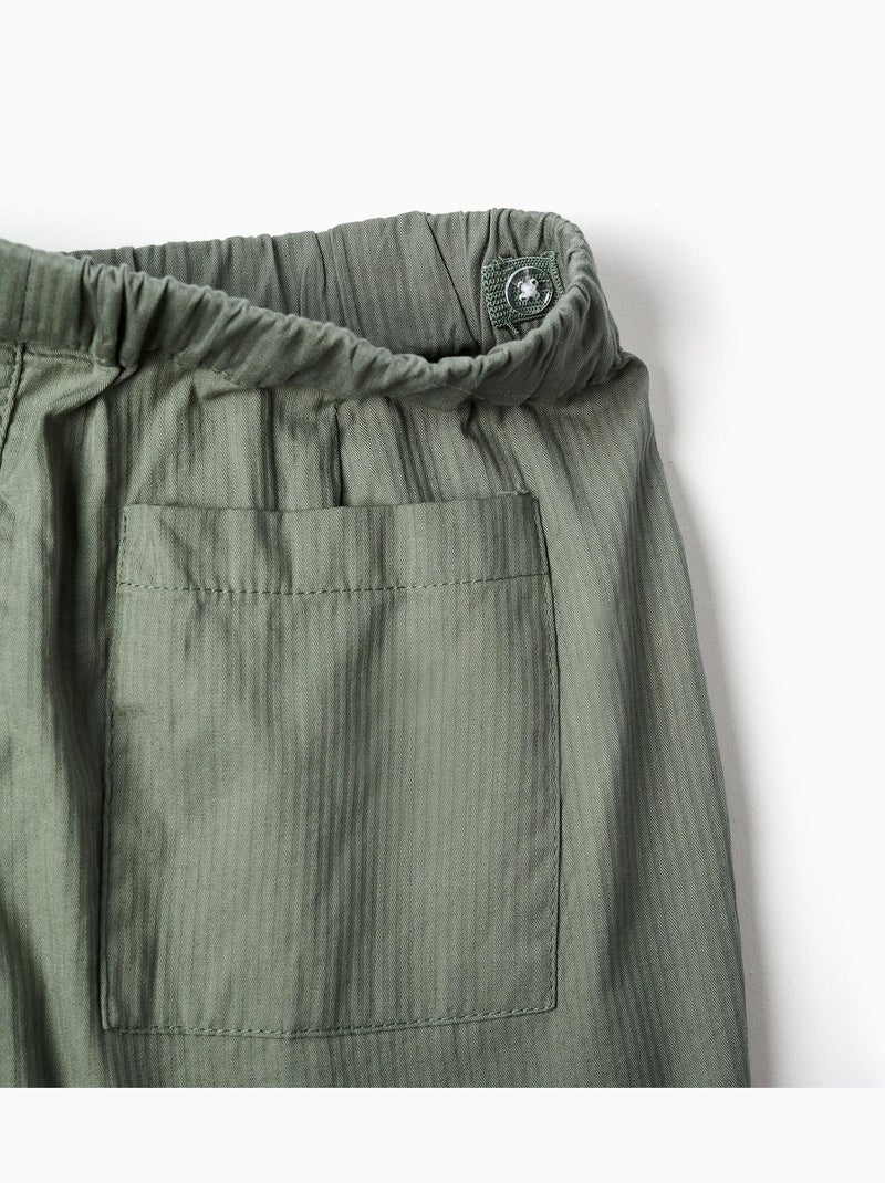 Pantalon baggy en coton facile à enfiler B&S Vert clair - Kiabi