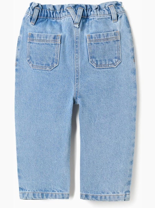 Pantalon baggy en jean à taille paperbag - Kiabi
