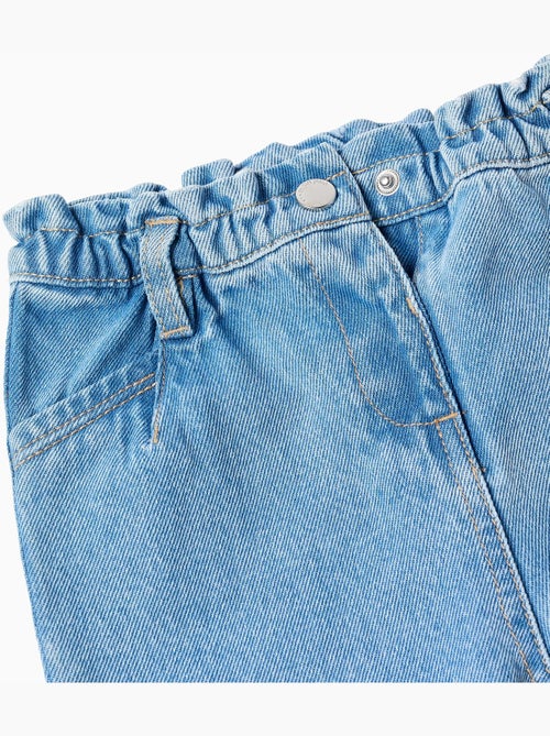 Pantalon baggy en jean à taille paperbag - Kiabi