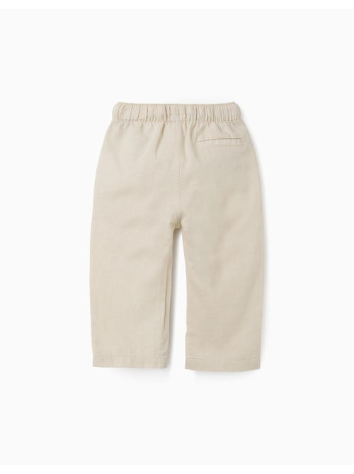 Pantalon baggy en lin avec cordon de serrage - Kiabi