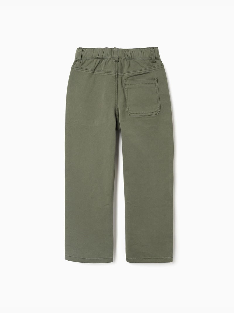 Pantalon baggy en sergé avec poches Vert foncé - Kiabi