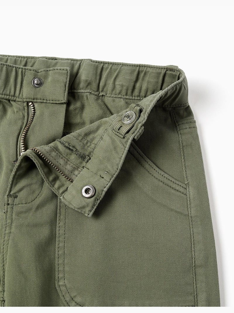 Pantalon baggy en sergé avec poches Vert foncé - Kiabi