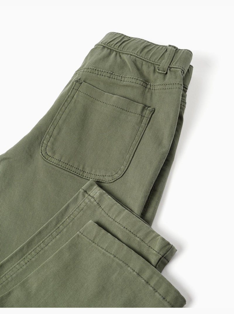 Pantalon baggy en sergé avec poches Vert foncé - Kiabi