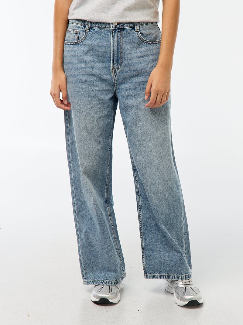Pantalon En Denim Avec Taille élastique - Bleu Denim Clair