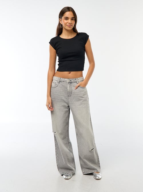 Pantalon baggy taille basse à 5 poches - Kiabi