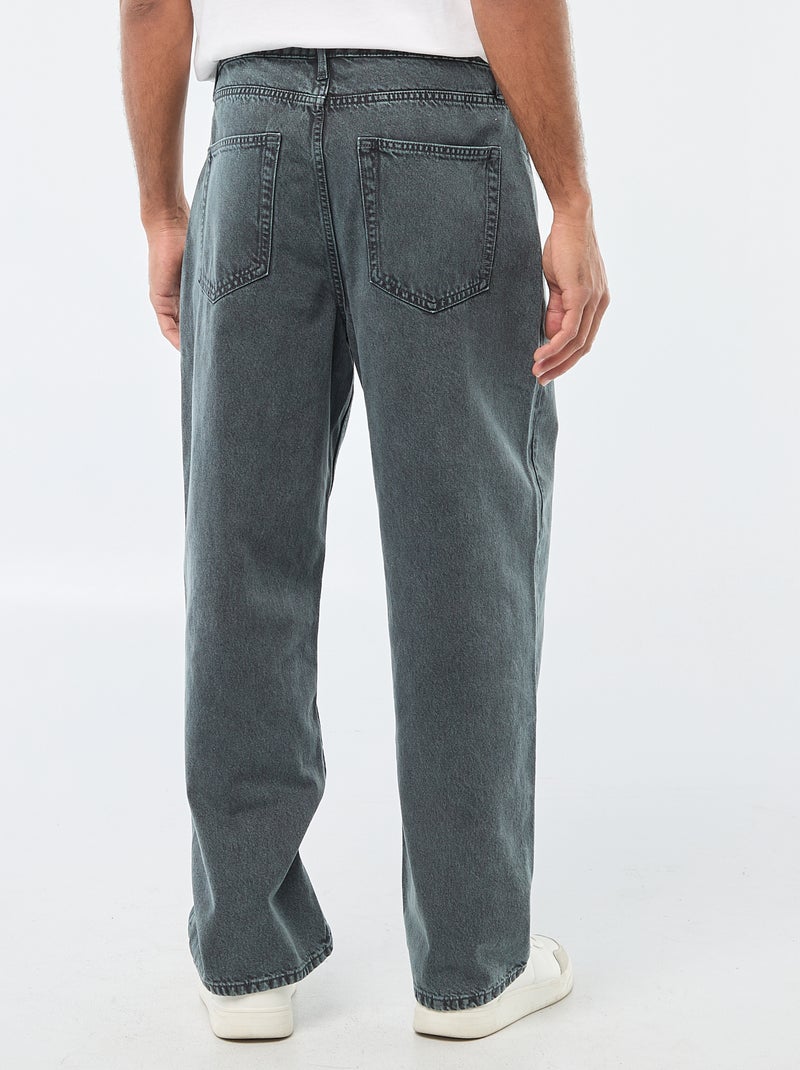 Pantalon baggy uni en twill Bleu - Kiabi