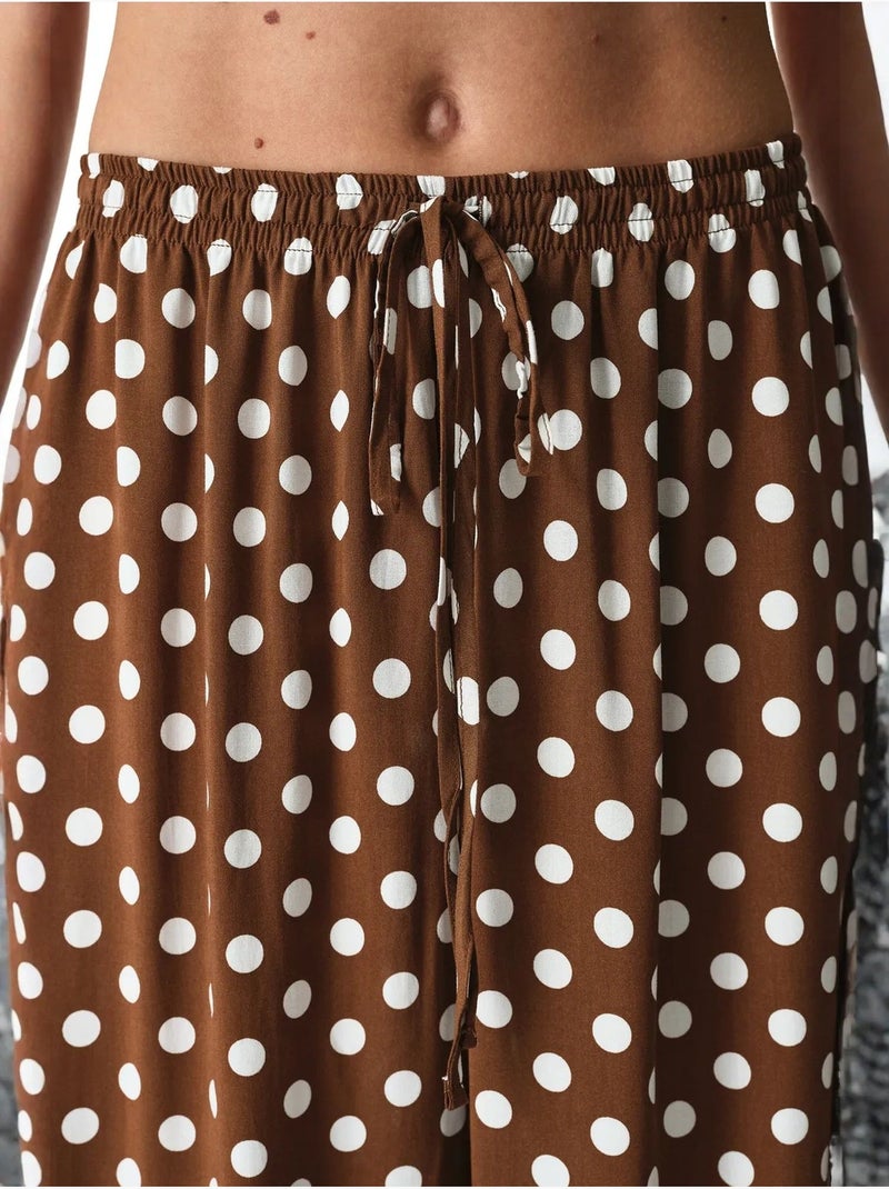 Pantalon ballon à pois penti Marron - Kiabi