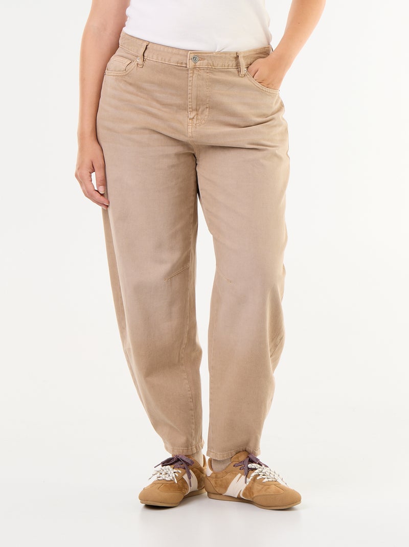 Pantalon ballon en twill Beige - Kiabi