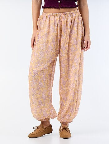 Pantalon imprimé fluide forme ballon femme