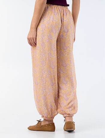 Pantalon imprimé fluide forme ballon femme
