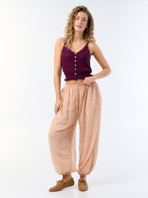 Pantalon ballon femme imprimé fantaisie - Kiabi Pantalon ballon femme imprimé fantaisie - Kiabi