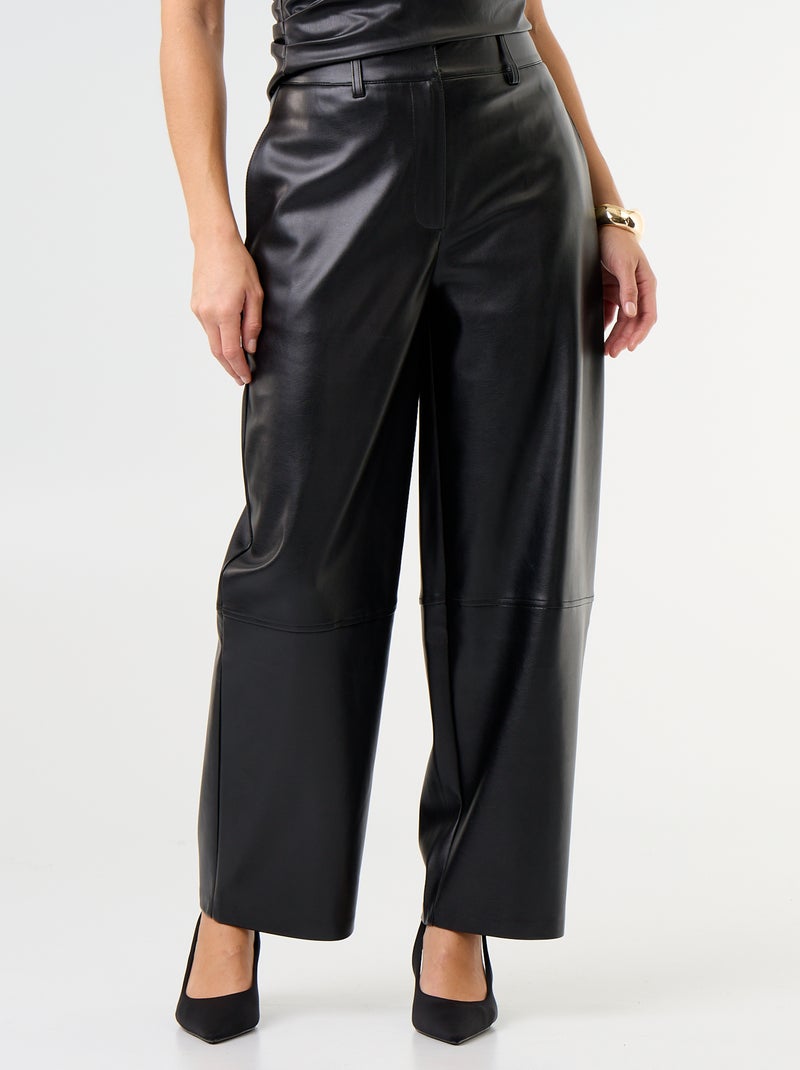 Pantalon balloon en simili Noir - Kiabi