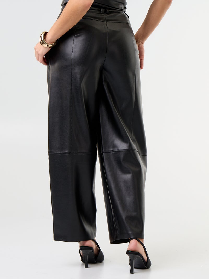 Pantalon balloon en simili Noir - Kiabi