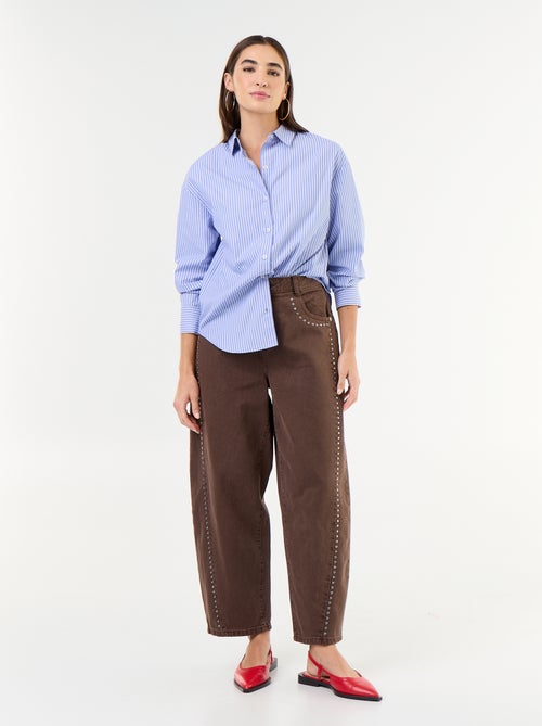 Pantalon barrel avec détails cloutés - Kiabi