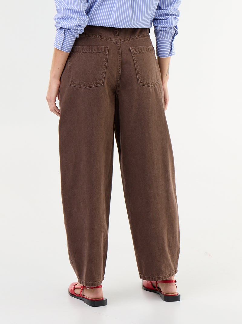 Pantalon barrel avec détails cloutés Marron - Kiabi