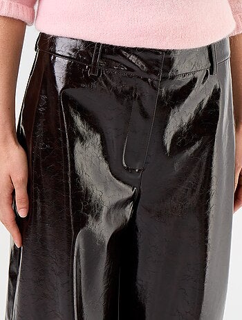 Pantalon barrel en faux cuir