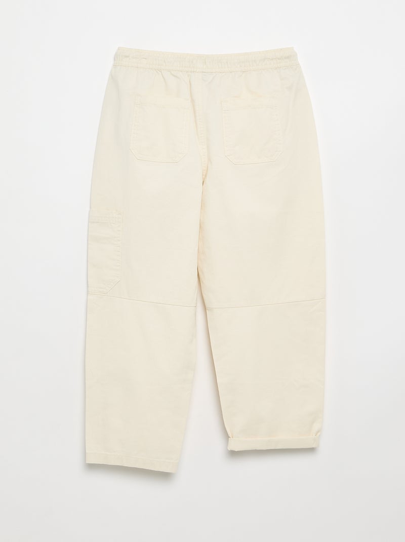 Pantalon barrel fit avec cordons de serrage Blanc - Kiabi