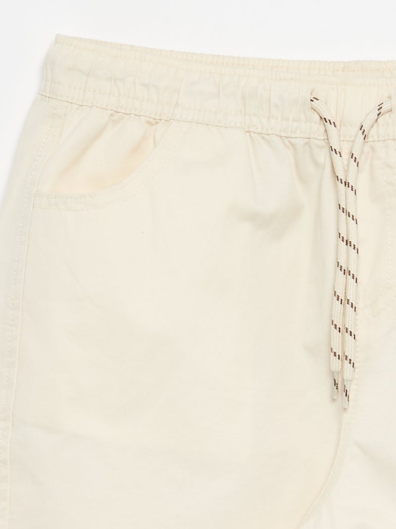 Pantalon barrel fit avec cordons de serrage Blanc - Kiabi