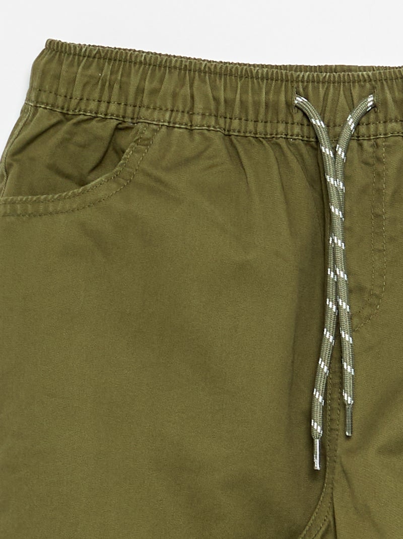 Pantalon barrel fit avec cordons de serrage Kaki - Kiabi